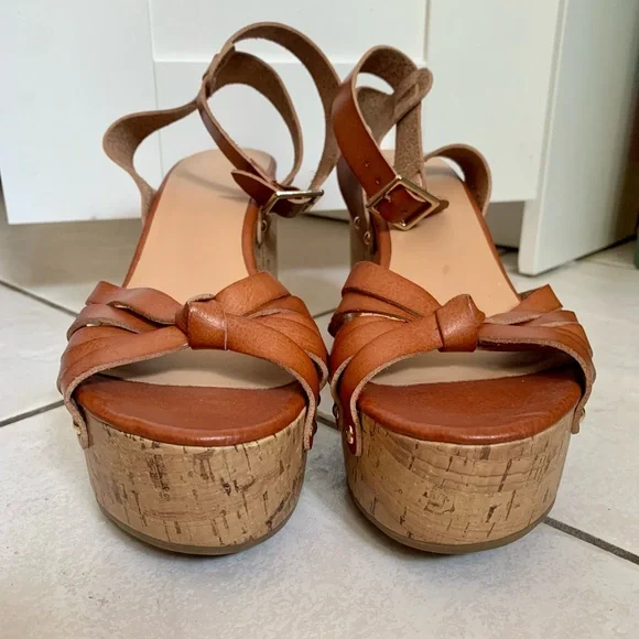 Mossimo Cognac Erie Cork Style Wedge Strappy Sandals SIZE 10 - Picture 11 of 14